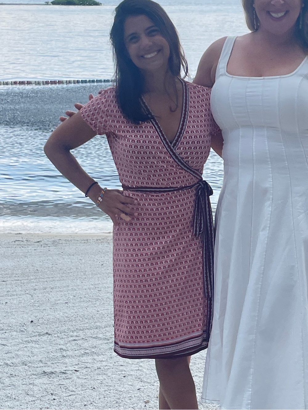 Pink Patterned Wrap Dress with Belt